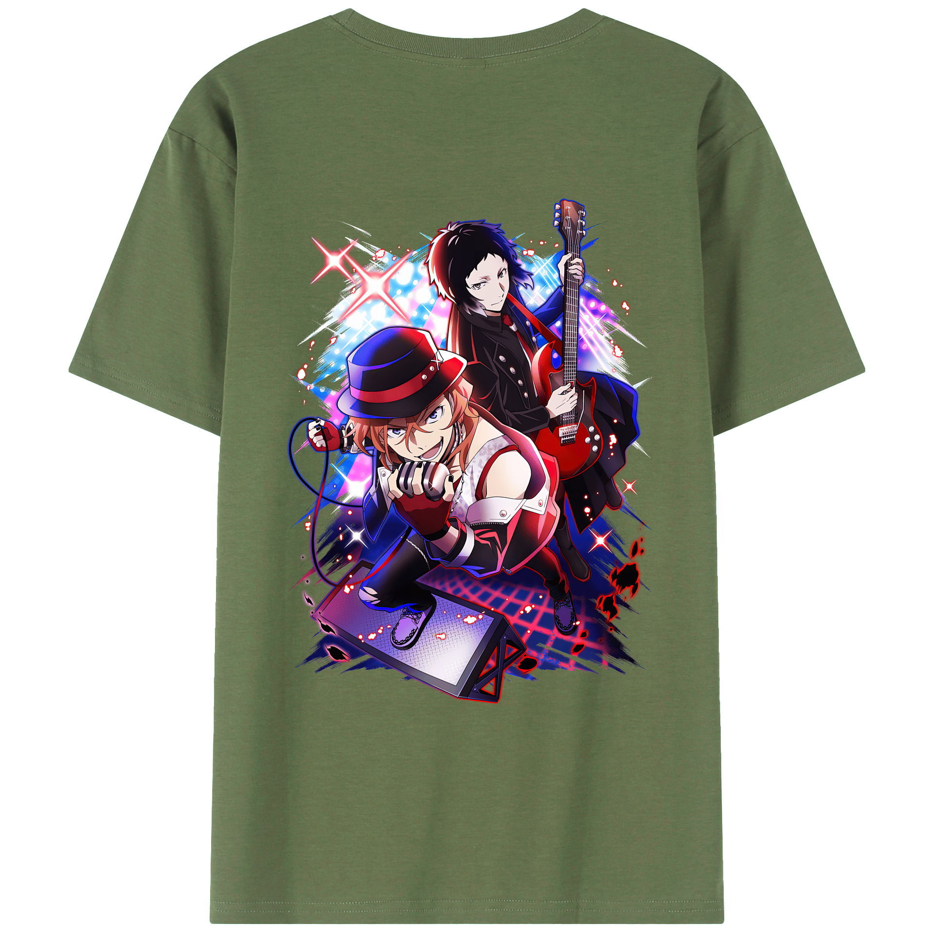 （画像用） 文豪ストレイドッグス Bungo Stray Dogs 綿100％ メンズ半袖Tシャツ（バックプリント） 通気性